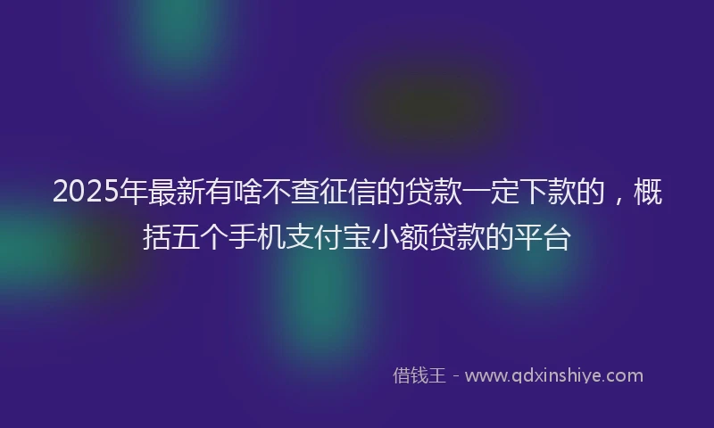 2025年最新有啥不查征信的贷款一定下款的，概括五个手机支付宝小额贷款的平台