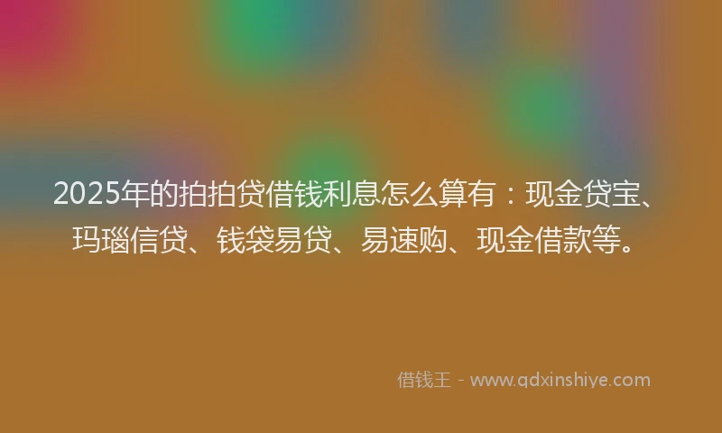 2025年的拍拍贷借钱利息怎么算有：现金贷宝、玛瑙信贷、钱袋易贷、易速购、现金借款等。