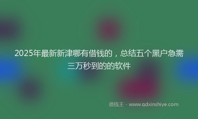 2025年最新新津哪有借钱的，总结五个黑户急需三万秒到的的软件