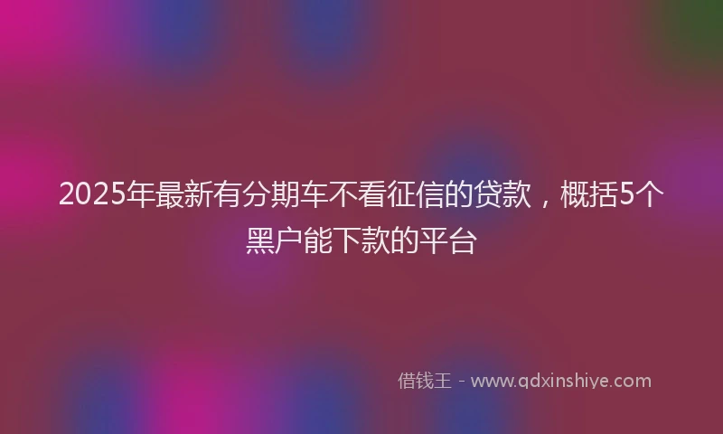 2025年最新有分期车不看征信的贷款，概括5个黑户能下款的平台