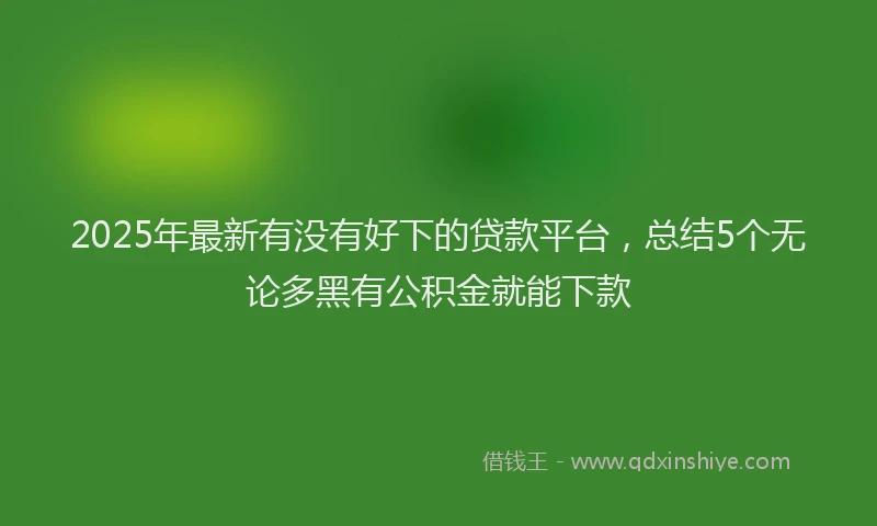 2025年最新有没有好下的贷款平台，总结5个无论多黑有公积金就能下款