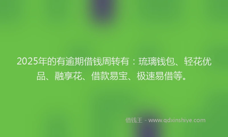 2025年的有逾期借钱周转有：琉璃钱包、轻花优品、融享花、借款易宝、极速易借等。
