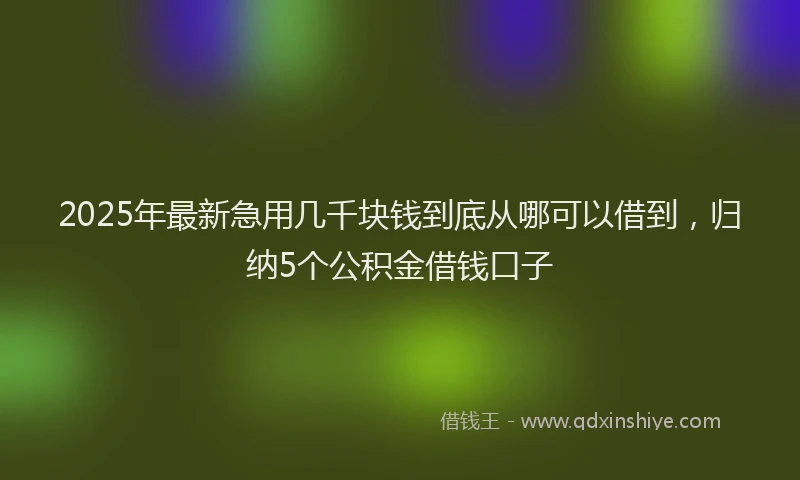 2025年最新急用几千块钱到底从哪可以借到，归纳5个公积金借钱口子