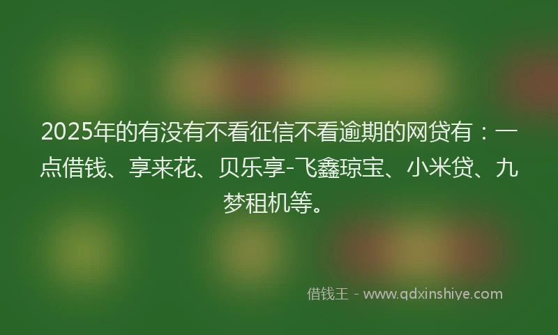 2025年的有没有不看征信不看逾期的网贷有：一点借钱、享来花、贝乐享-飞鑫琼宝、小米贷、九梦租机等。