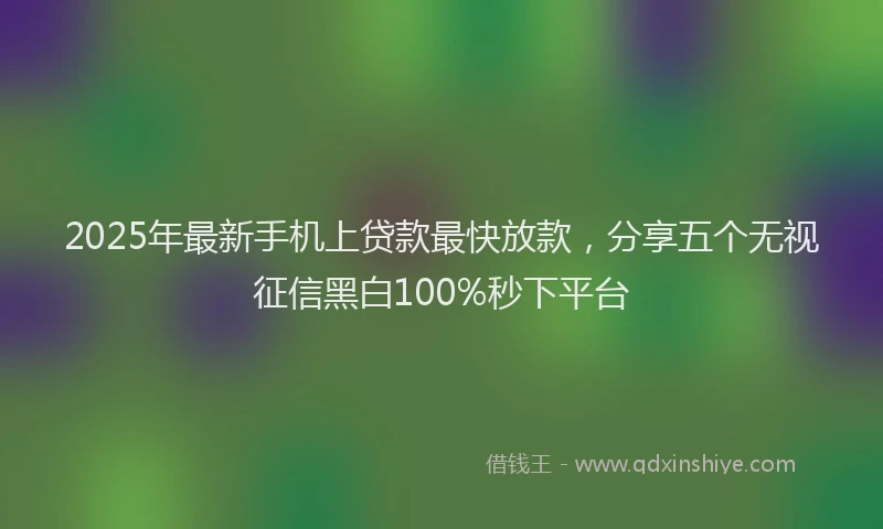 2025年最新手机上贷款最快放款，分享五个无视征信黑白100%秒下平台