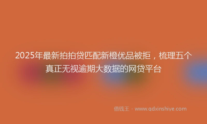 2025年最新拍拍贷匹配新橙优品被拒，梳理五个真正无视逾期大数据的网贷平台