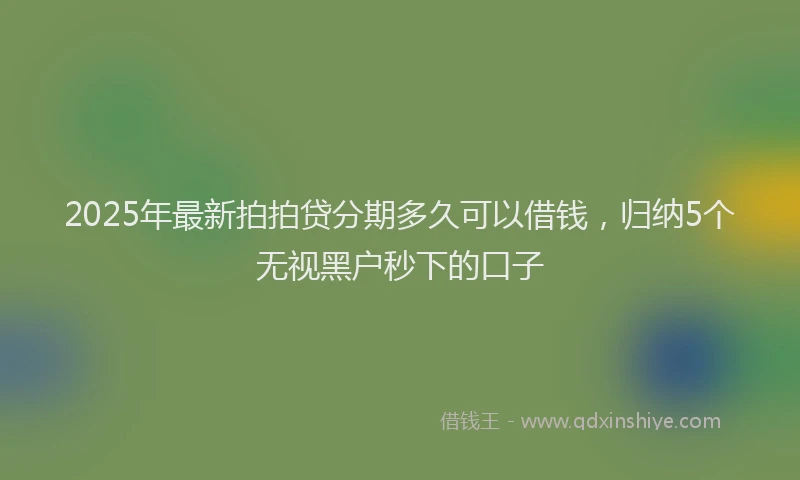 2025年最新拍拍贷分期多久可以借钱，归纳5个无视黑户秒下的口子
