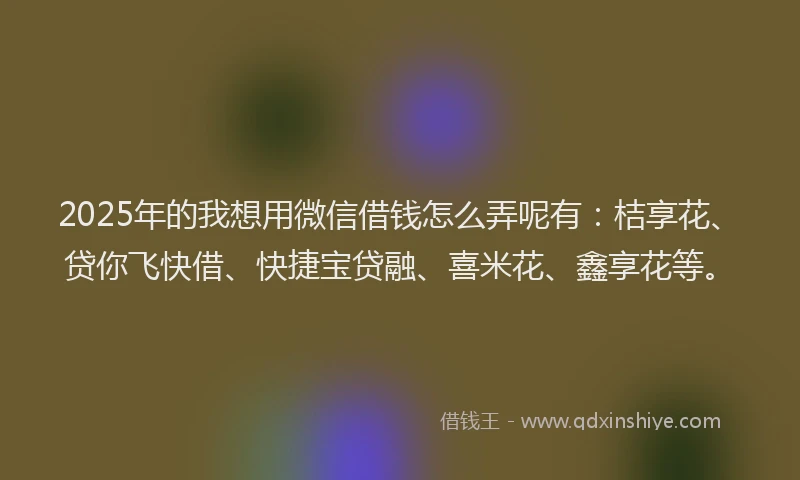 2025年的我想用微信借钱怎么弄呢有：桔享花、贷你飞快借、快捷宝贷融、喜米花、鑫享花等。