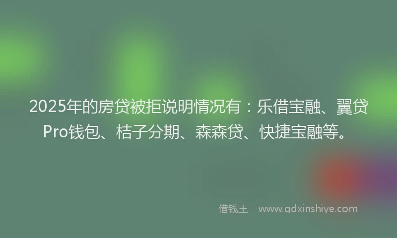 2025年的房贷被拒说明情况有：乐借宝融、翼贷Pro钱包、桔子分期、森森贷、快捷宝融等。