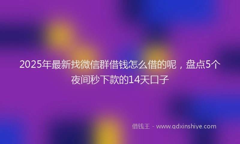 2025年最新找微信群借钱怎么借的呢，盘点5个夜间秒下款的14天口子