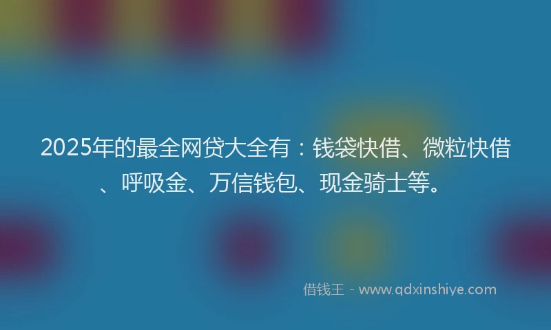 2025年的最全网贷大全有：钱袋快借、微粒快借、呼吸金、万信钱包、现金骑士等。
