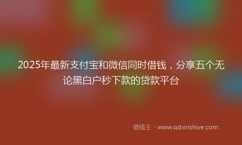 2025年最新支付宝和微信同时借钱，分享五个无论黑白户秒下款的贷款平台
