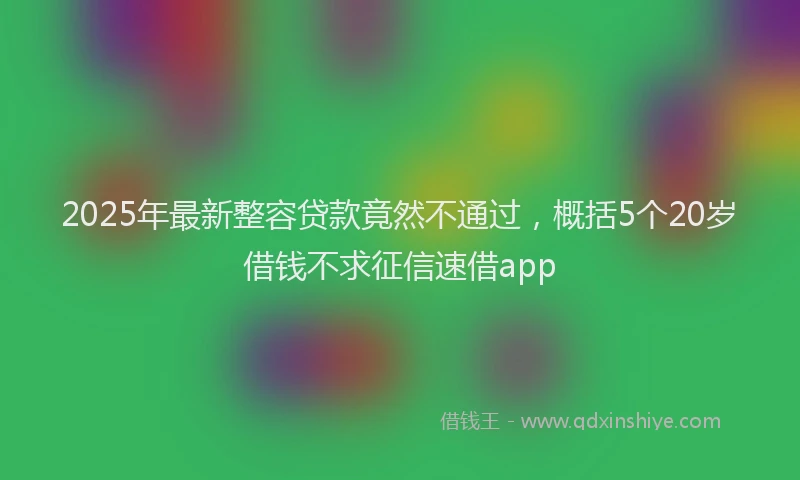 2025年最新整容贷款竟然不通过，概括5个20岁借钱不求征信速借app