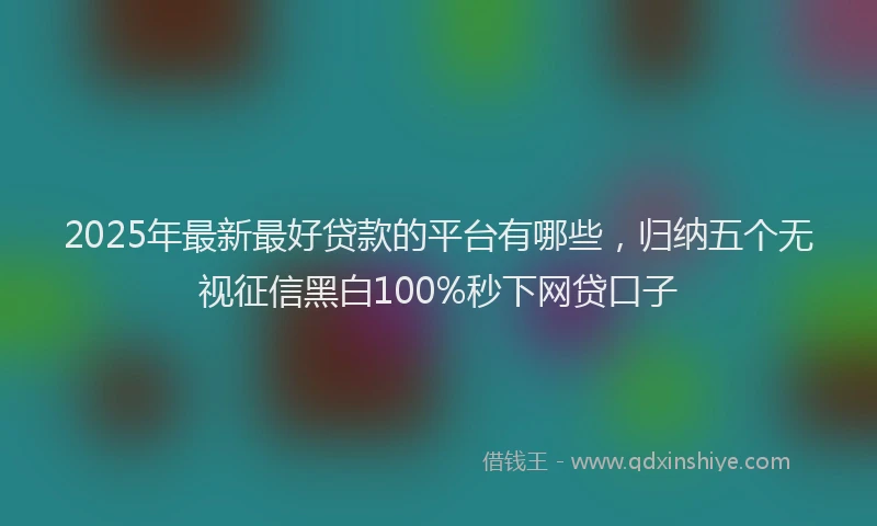 2025年最新最好贷款的平台有哪些，归纳五个无视征信黑白100%秒下网贷口子