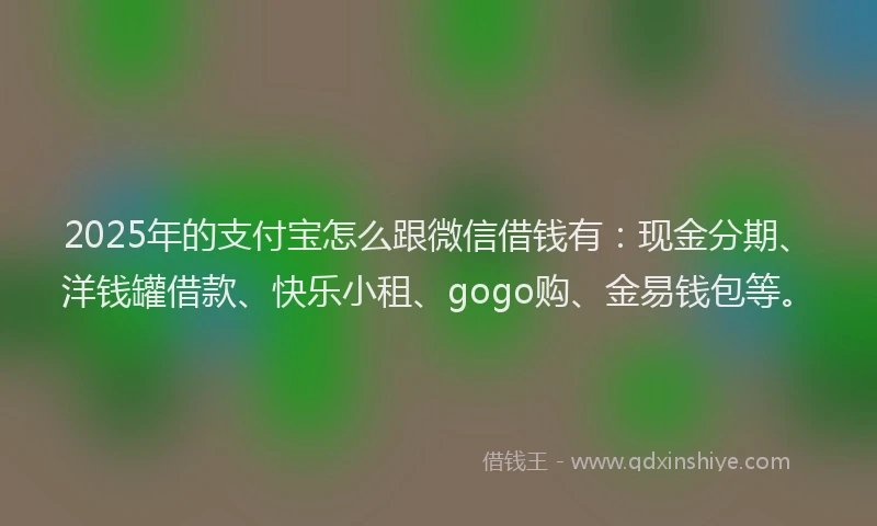 2025年的支付宝怎么跟微信借钱有：现金分期、洋钱罐借款、快乐小租、gogo购、金易钱包等。