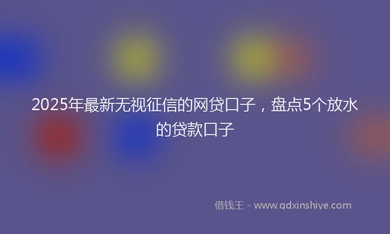 2025年最新无视征信的网贷口子，盘点5个放水的贷款口子