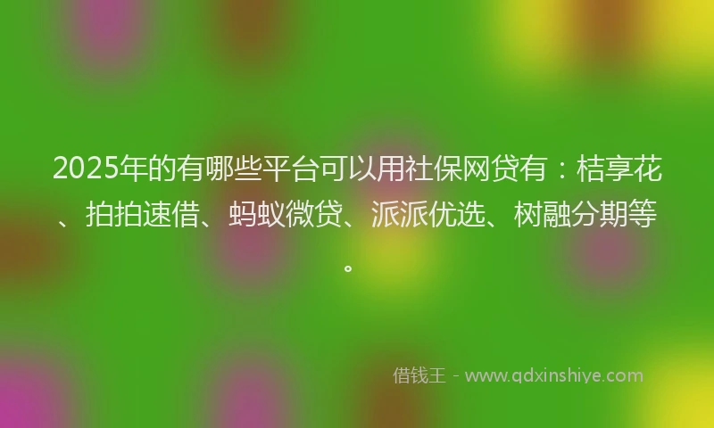 2025年的有哪些平台可以用社保网贷有：桔享花、拍拍速借、蚂蚁微贷、派派优选、树融分期等。