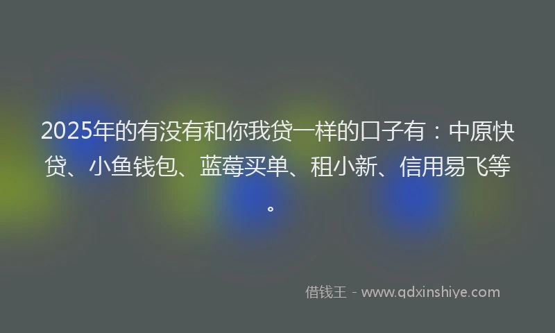 2025年的有没有和你我贷一样的口子有：中原快贷、小鱼钱包、蓝莓买单、租小新、信用易飞等。
