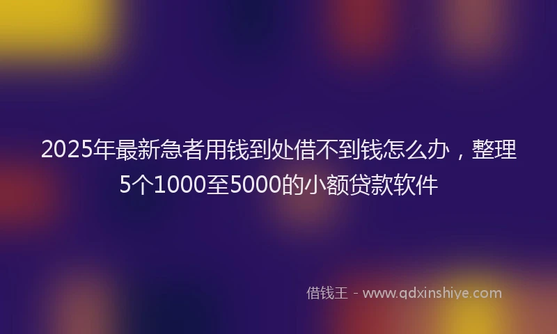 2025年最新急者用钱到处借不到钱怎么办，整理5个1000至5000的小额贷款软件