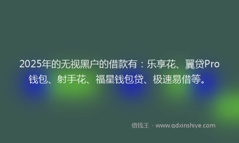 2025年的无视黑户的借款有：乐享花、翼贷Pro钱包、射手花、福星钱包贷、极速易借等。