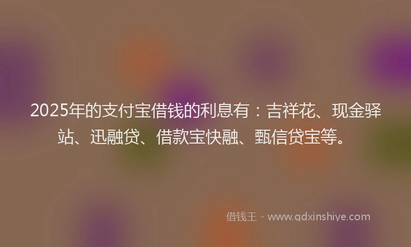 2025年的支付宝借钱的利息有：吉祥花、现金驿站、迅融贷、借款宝快融、甄信贷宝等。