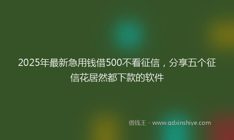 2025年最新急用钱借500不看征信，分享五个征信花居然都下款的软件
