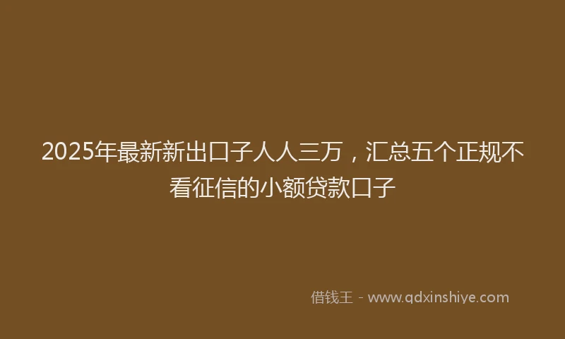 2025年最新新出口子人人三万，汇总五个正规不看征信的小额贷款口子