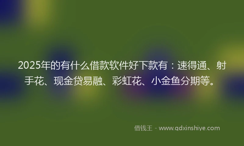 2025年的有什么借款软件好下款有：速得通、射手花、现金贷易融、彩虹花、小金鱼分期等。