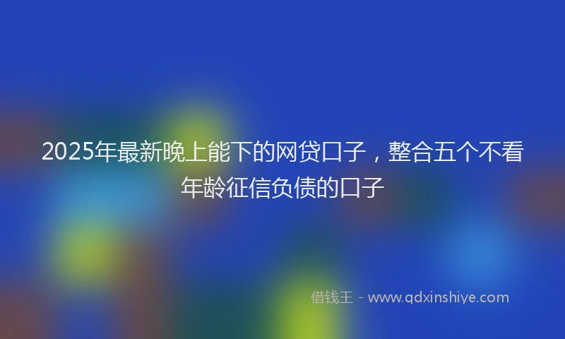 2025年最新晚上能下的网贷口子，整合五个不看年龄征信负债的口子