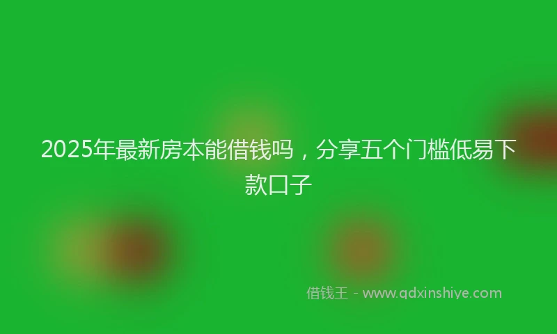 2025年最新房本能借钱吗，分享五个门槛低易下款口子