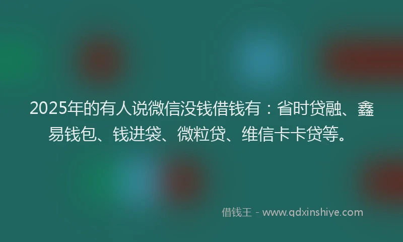 2025年的有人说微信没钱借钱有：省时贷融、鑫易钱包、钱进袋、微粒贷、维信卡卡贷等。