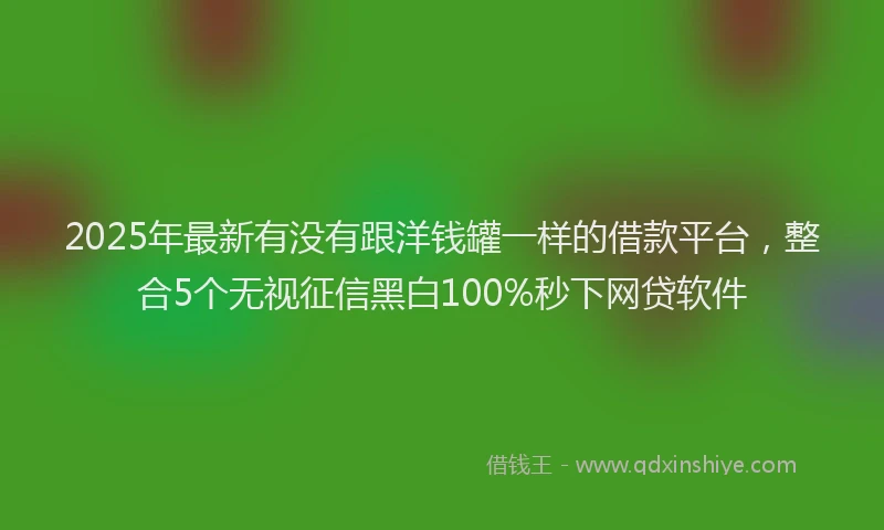 2025年最新有没有跟洋钱罐一样的借款平台，整合5个无视征信黑白100%秒下网贷软件