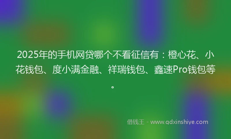 2025年的手机网贷哪个不看征信有：橙心花、小花钱包、度小满金融、祥瑞钱包、鑫速Pro钱包等。