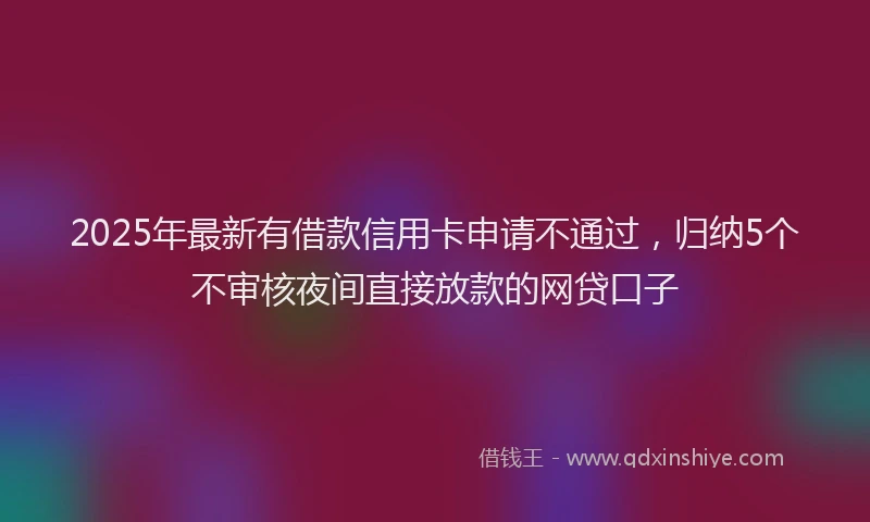 2025年最新有借款信用卡申请不通过,归纳5个不审核夜间直接放款的网贷口子