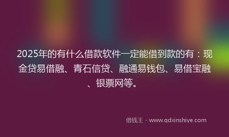 2025年的有什么借款软件一定能借到款的有：现金贷易借融、青石信贷、融通易钱包、易借宝融、银票网等。