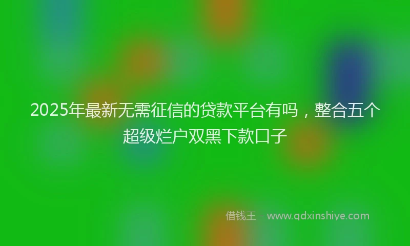 2025年最新无需征信的贷款平台有吗，整合五个超级烂户双黑下款口子