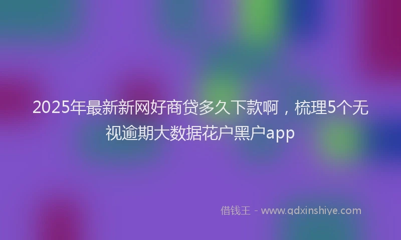 2025年最新新网好商贷多久下款啊，梳理5个无视逾期大数据花户黑户app