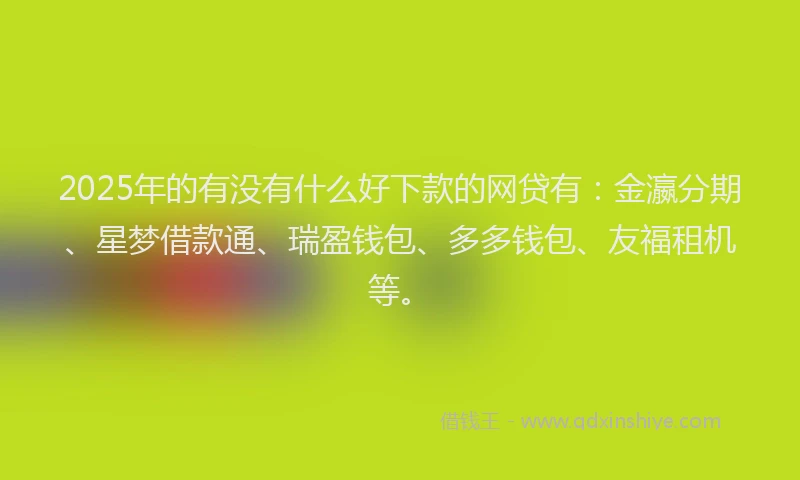 2025年的有没有什么好下款的网贷有：金瀛分期、星梦借款通、瑞盈钱包、多多钱包、友福租机等。