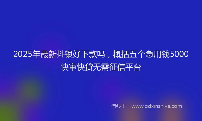 2025年最新抖银好下款吗，概括五个急用钱5000快审快贷无需征信平台