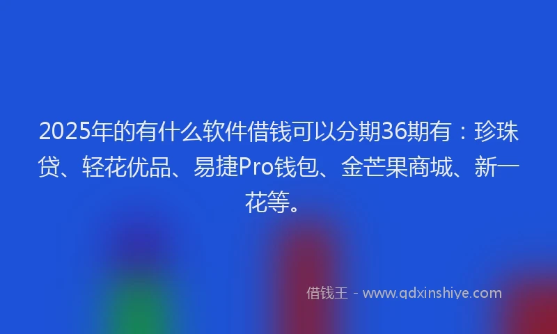 2025年的有什么软件借钱可以分期36期有：珍珠贷、轻花优品、易捷Pro钱包、金芒果商城、新一花等。