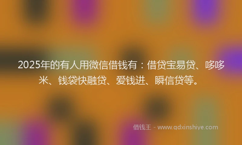 2025年的有人用微信借钱有：借贷宝易贷、哆哆米、钱袋快融贷、爱钱进、瞬信贷等。