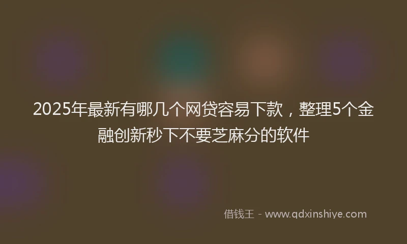 2025年最新有哪几个网贷容易下款，整理5个金融创新秒下不要芝麻分的软件