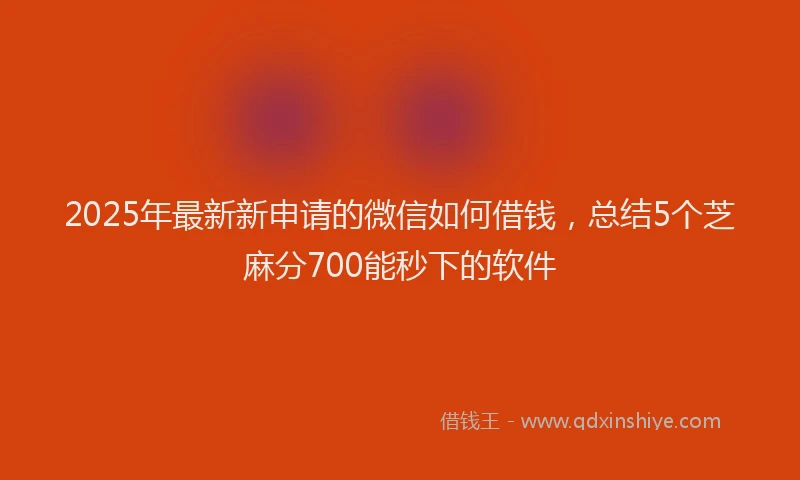 2025年最新新申请的微信如何借钱，总结5个芝麻分700能秒下的软件