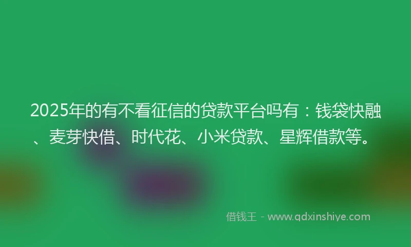 2025年的有不看征信的贷款平台吗有：钱袋快融、麦芽快借、时代花、小米贷款、星辉借款等。