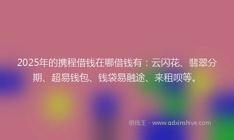 2025年的携程借钱在哪借钱有：云闪花、翡翠分期、超易钱包、钱袋易融途、来租呗等。