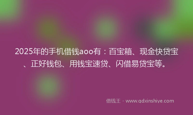 2025年的手机借钱aoo有：百宝箱、现金快贷宝、正好钱包、用钱宝速贷、闪借易贷宝等。