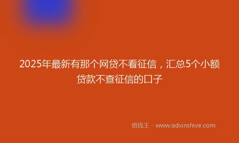 2025年最新有那个网贷不看征信，汇总5个小额贷款不查征信的口子