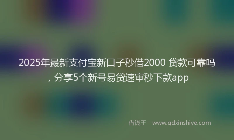 2025年最新支付宝新口子秒借2000 贷款可靠吗，分享5个新号易贷速审秒下款app