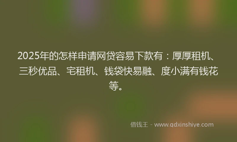 2025年的怎样申请网贷容易下款有：厚厚租机、三秒优品、宅租机、钱袋快易融、度小满有钱花等。