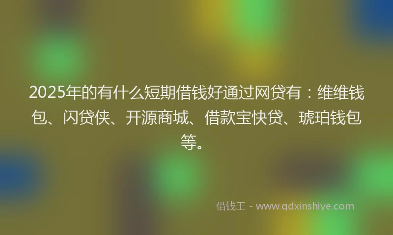 2025年的有什么短期借钱好通过网贷有：维维钱包、闪贷侠、开源商城、借款宝快贷、琥珀钱包等。